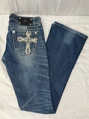 Miss Me Cross Bootcut Jeans 26